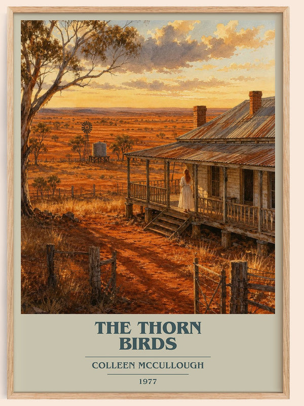 The Thorn Birds book cover book poster by Colleen McCullough – framed literary art print