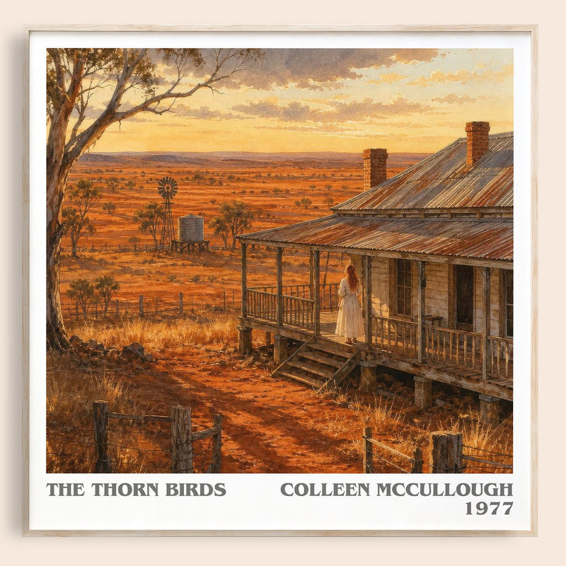 The Thorn Birds literary book poster by Colleen McCullough – framed literary art print