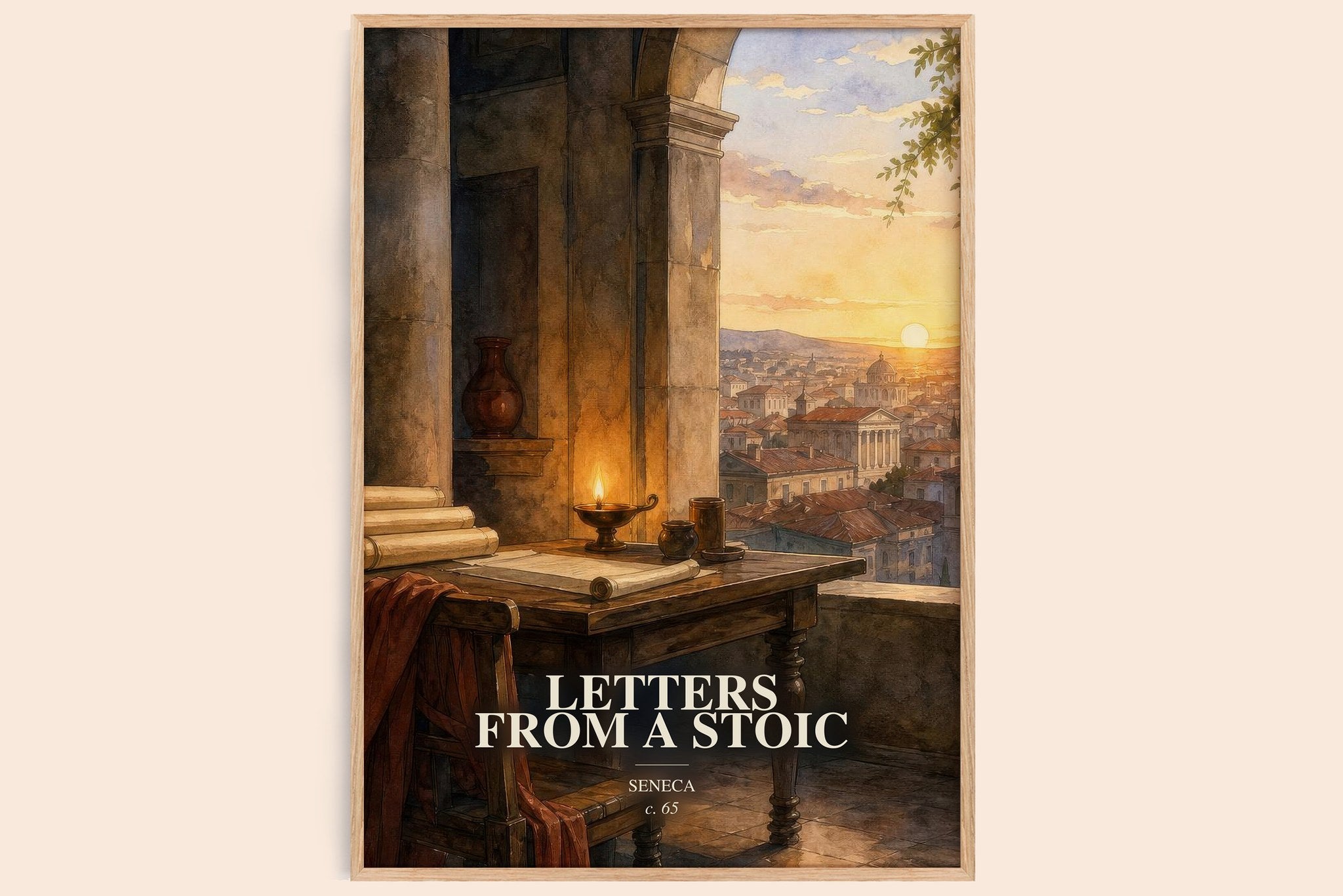 Letters from a Stoic Book Watercolour Illustration by Seneca