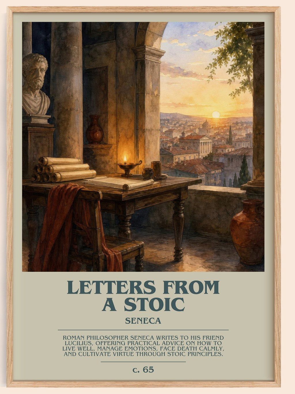 Letters from a Stoic bookish book poster by Seneca – framed literary art print