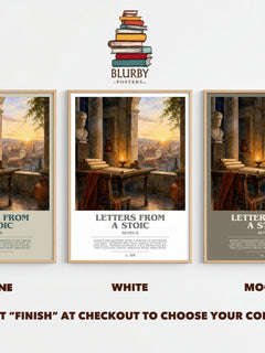 Letters from a Stoic bookish print framed by window – Stone, White and Mocha side by side – choose your colour