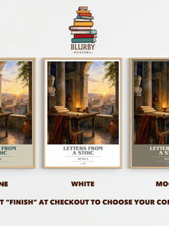 Letters from a Stoic book cover print framed by window – Stone, White and Mocha side by side – choose your colour