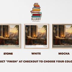 Letters from a Stoic literary print framed by window – Stone, White and Mocha square prints side by side – choose your colour