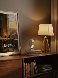 Letters from a Stoic watercolour print on bookshelf – Seneca fan gift