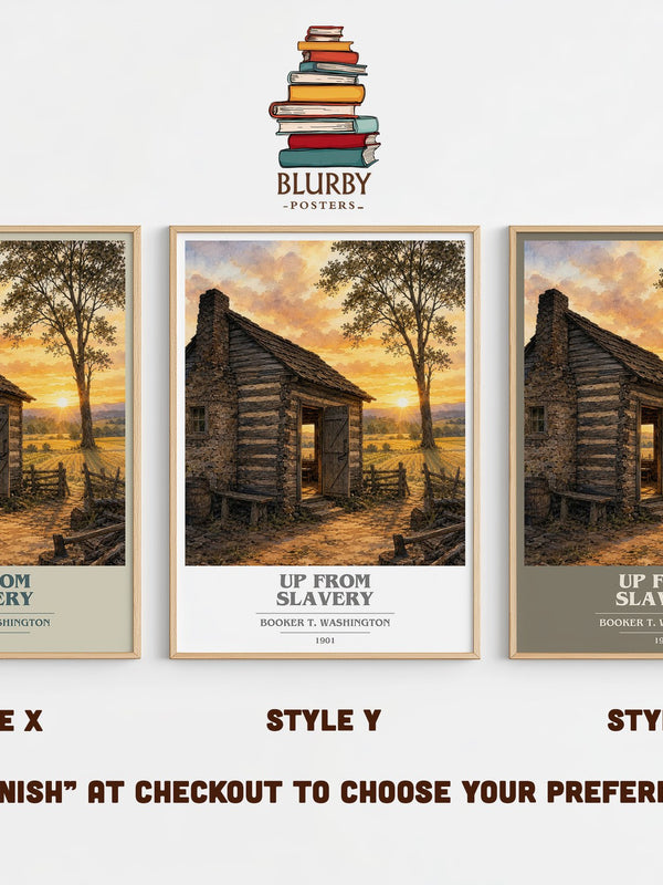 Up from Slavery book cover print in frame leaning in hallway – memoir wall art