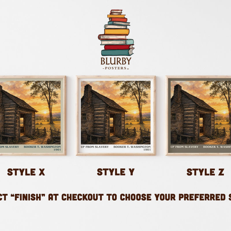 Up from Slavery literary print in frame leaning in hallway – memoir wall art