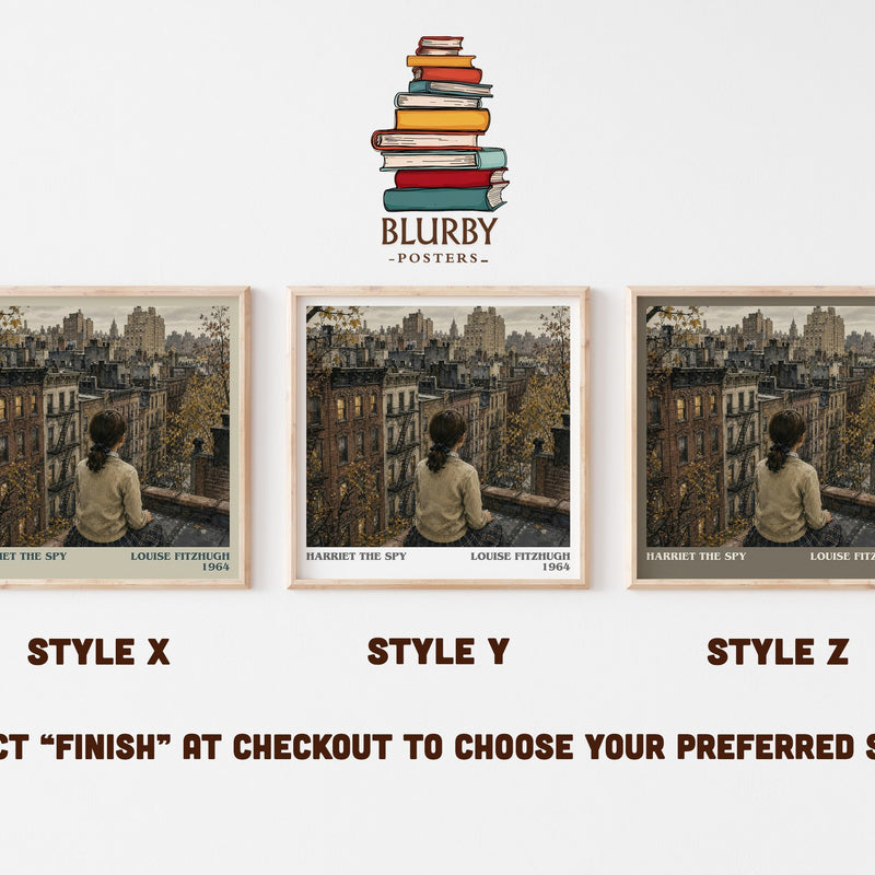 Harriet the Spy literary print in frame leaning in hallway – childrens wall art