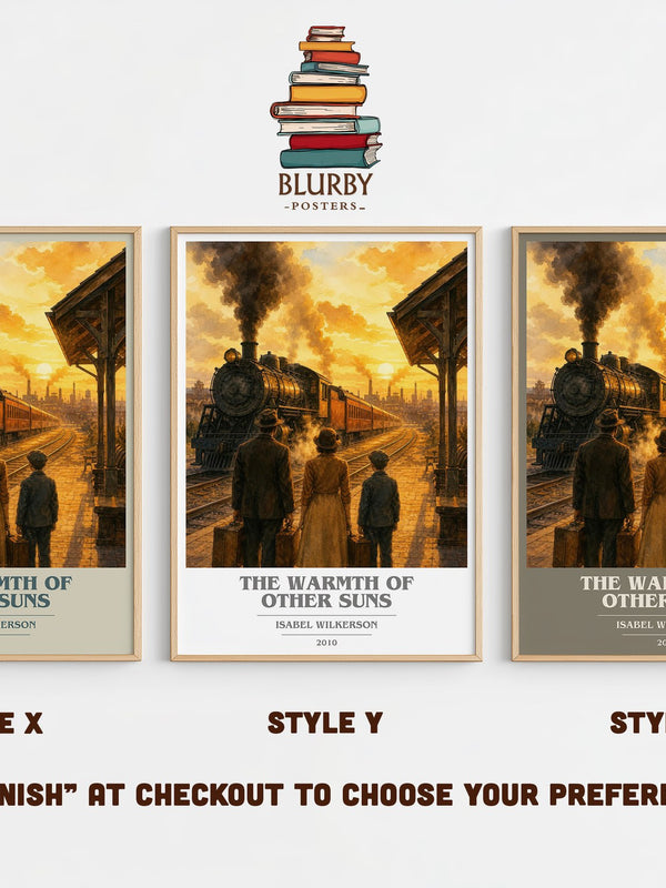 The Warmth Of Other Suns book cover print in frame leaning in hallway – non fiction wall art