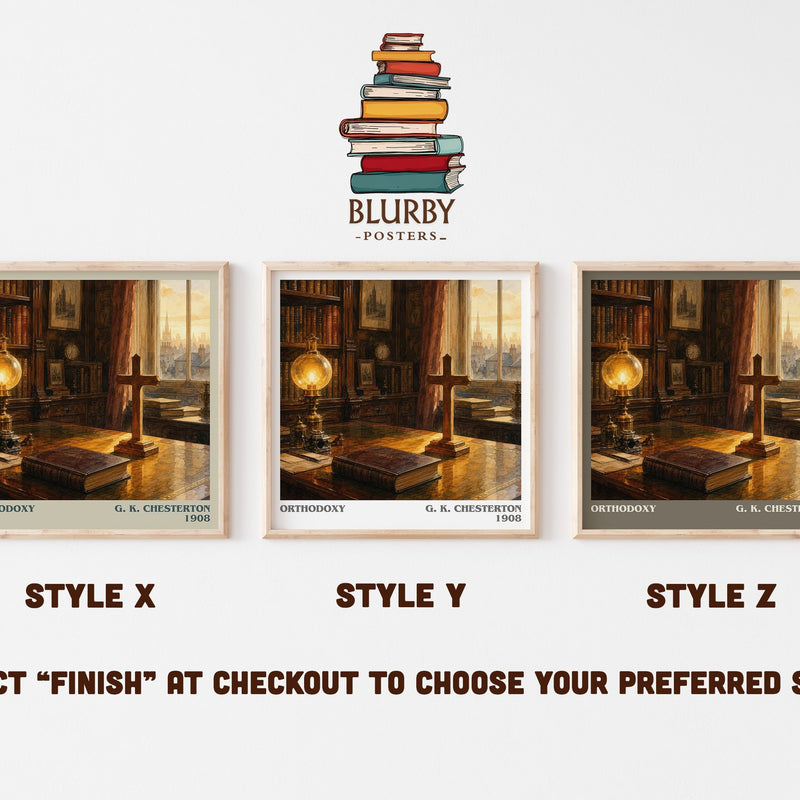 Orthodoxy literary print in frame leaning in hallway – philosophy wall art