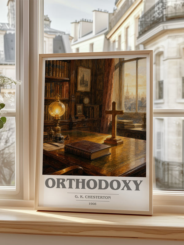 Orthodoxy book cover poster colour and style options – G. K. Chesterton book art