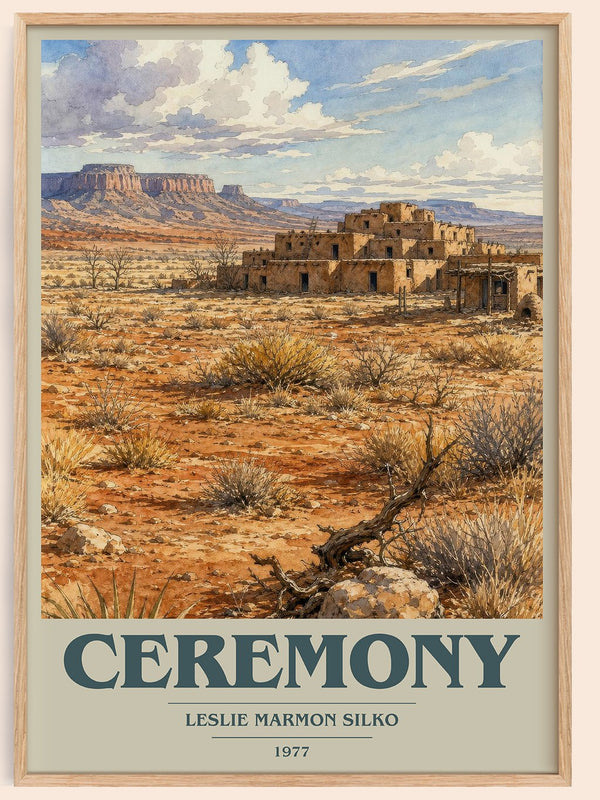 Ceremony book cover book poster by Leslie Marmon Silko – framed literary art print