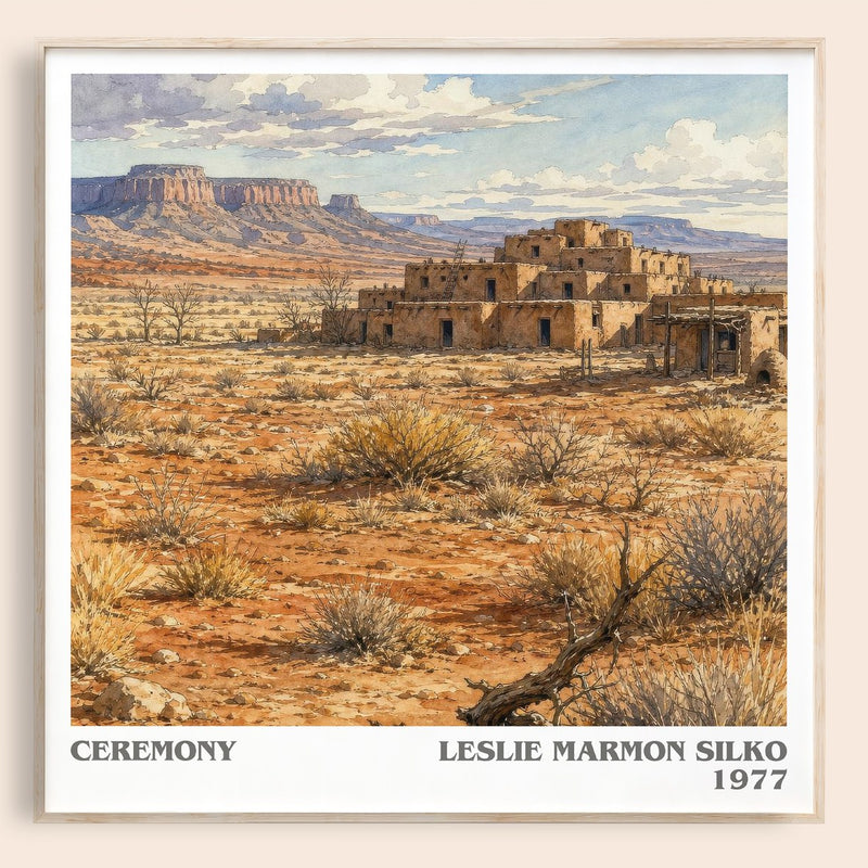 Ceremony literary book poster by Leslie Marmon Silko – framed literary art print