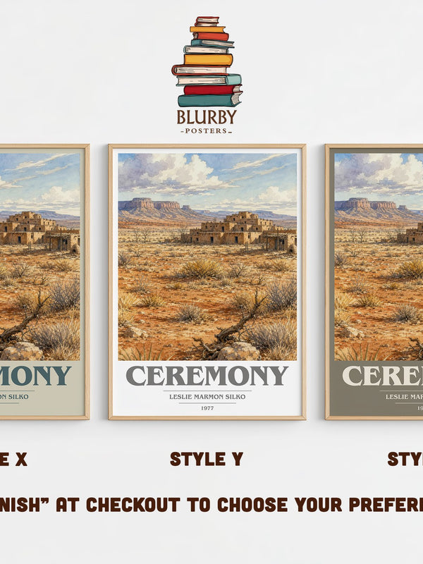 Ceremony book cover print in frame leaning in hallway – literary fiction wall art