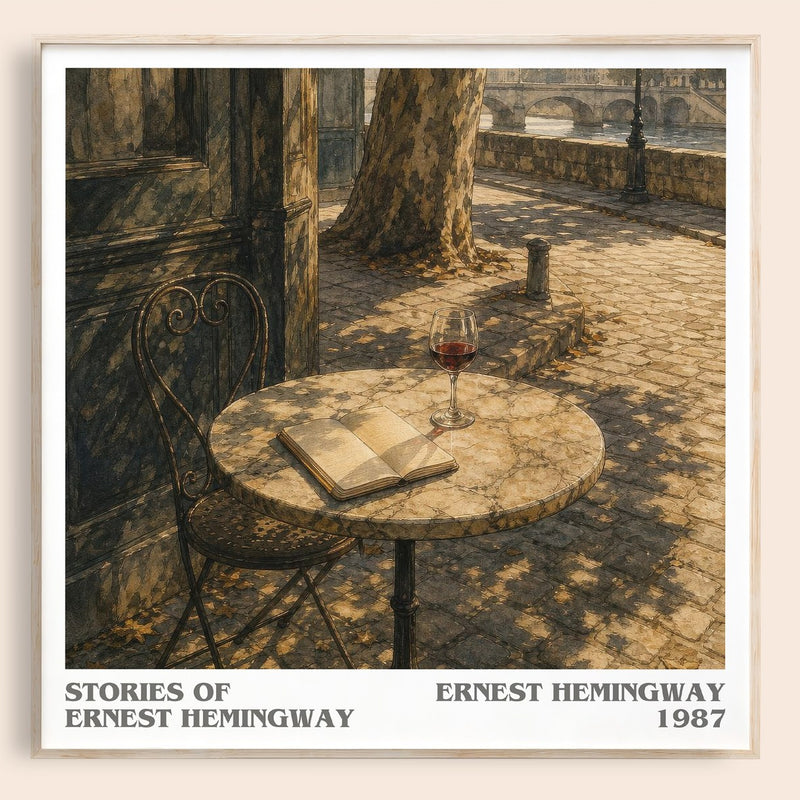 Stories of Ernest Hemingway literary book poster by Ernest Hemingway – framed literary art print