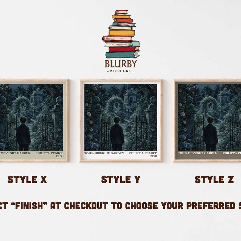 Tom's Midnight Garden literary print in frame leaning in hallway – childrens wall art