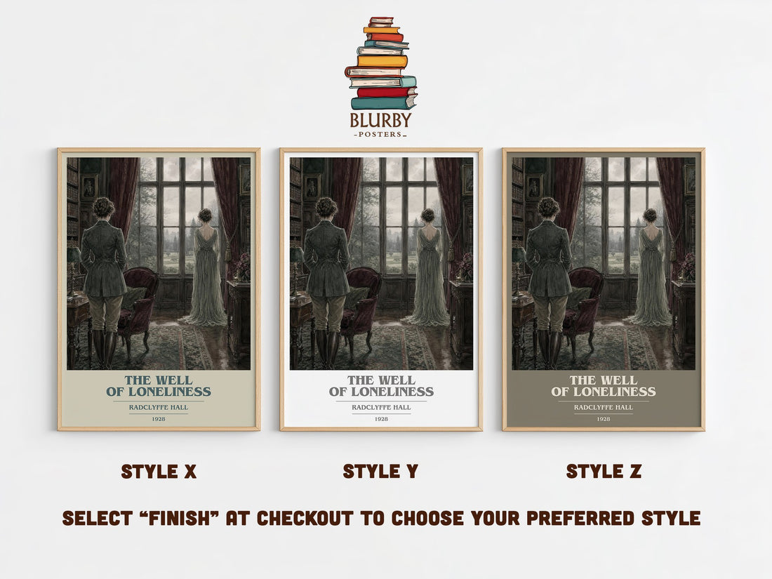 The Well of Loneliness book cover print in frame leaning in hallway – literary fiction wall art (mockup)