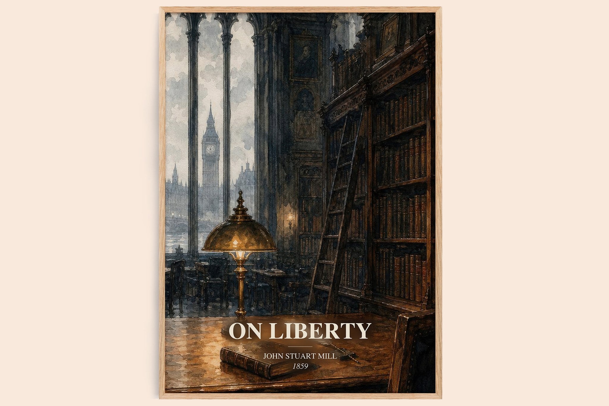 On Liberty Book Watercolour Illustration by John Stuart Mill