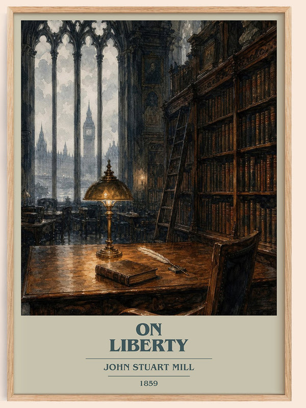 On Liberty book cover book poster by John Stuart Mill – framed literary art print