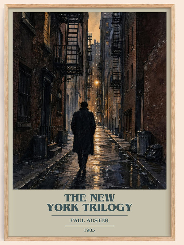 The New York Trilogy book cover book poster by Paul Auster – framed literary art print