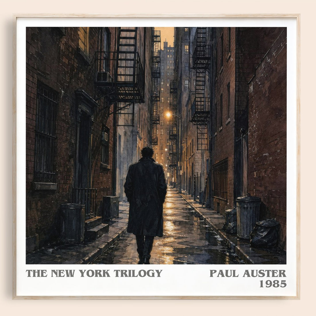 The New York Trilogy literary book poster by Paul Auster – framed literary art print