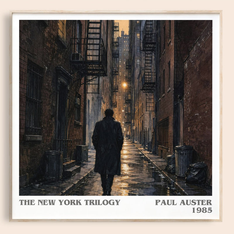The New York Trilogy literary book poster by Paul Auster – framed literary art print