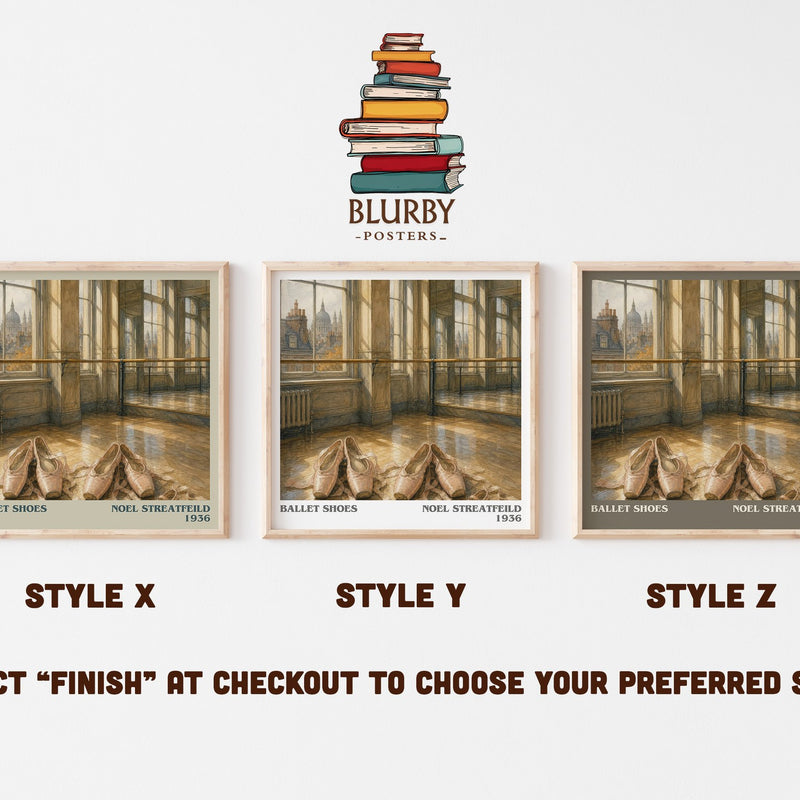 Ballet Shoes literary print in frame leaning in hallway – childrens wall art