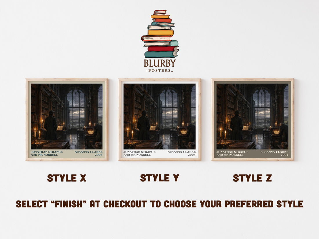 Jonathan Strange and Mr Norrell literary print in frame leaning in hallway – fantasy wall art (mockup)