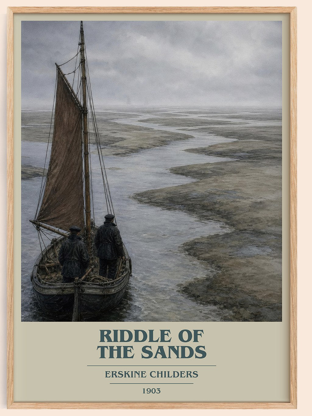 Riddle of the Sands book cover book poster by Erskine Childers – framed literary art print