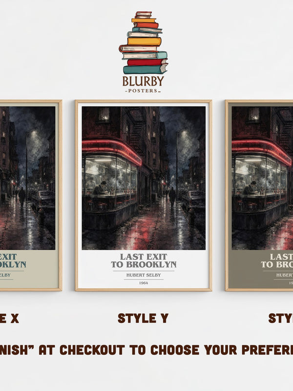 Last Exit to Brooklyn book cover print in frame leaning in hallway – literary fiction wall art