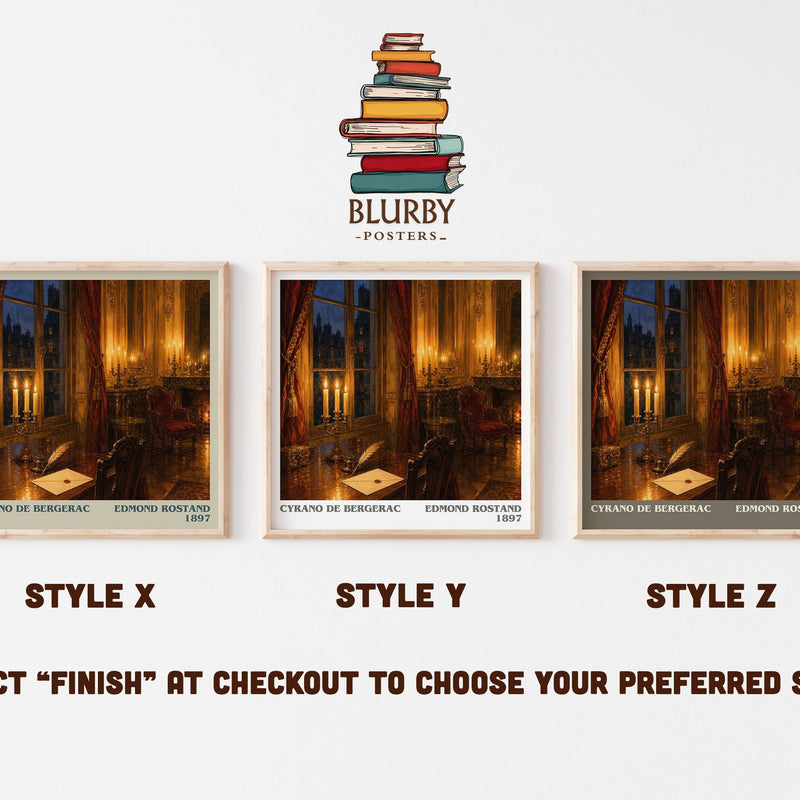 Cyrano de Bergerac literary print in frame leaning in hallway – classic literature wall art
