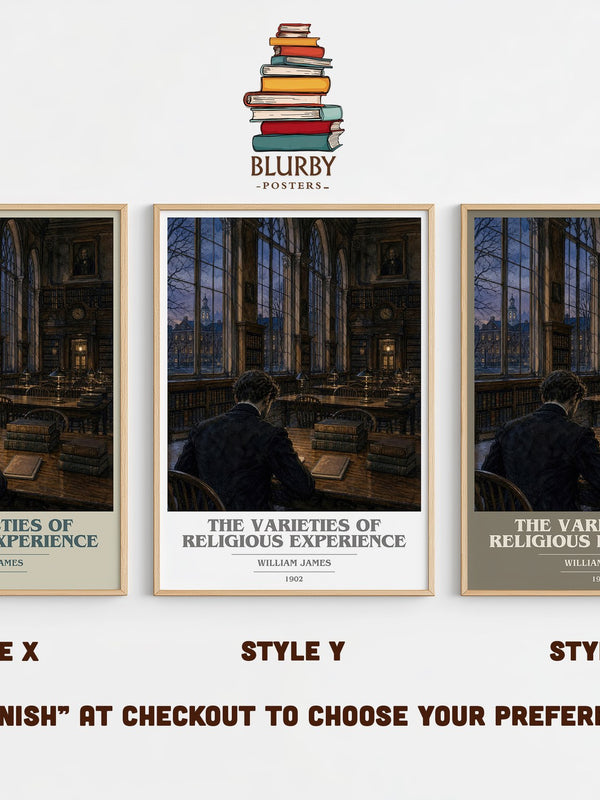 The Varieties of Religious Experience book cover print in frame leaning in hallway – philosophy wall art