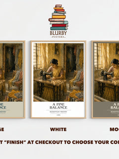 A Fine Balance book cover print framed by window – literary home decor