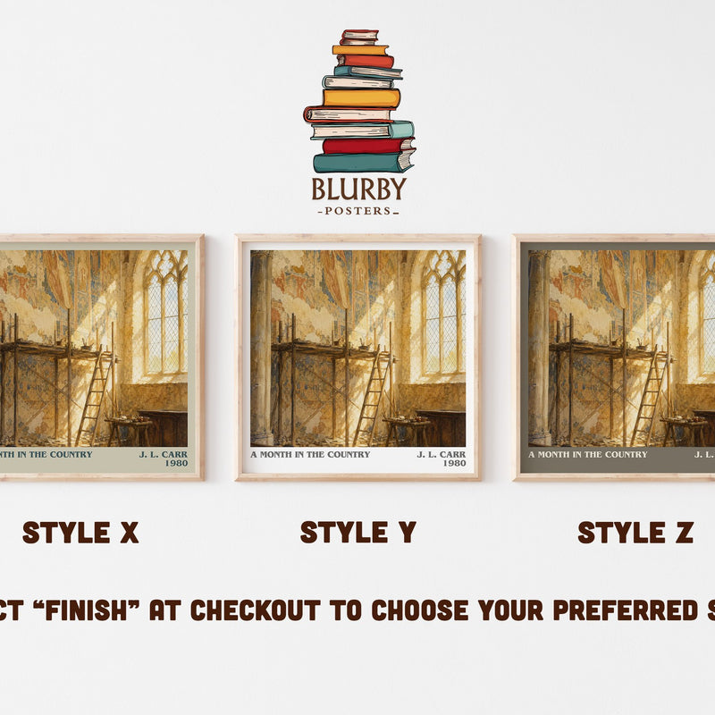 A Month In The Country literary print in frame leaning in hallway – literary fiction wall art