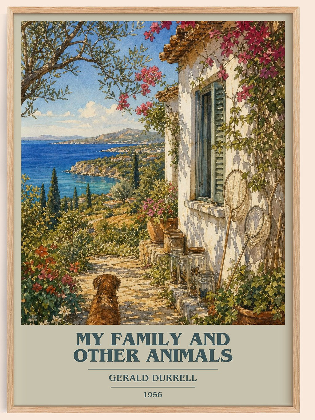My Family And Other Animals book cover book poster by Gerald Durrell – framed literary art print