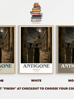Antigone book cover print framed by window – Stone, White and Mocha side by side – choose your colour