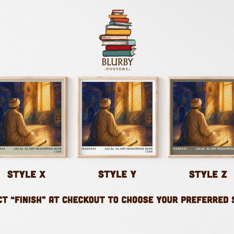 Masnavi literary print in frame leaning in hallway – poetry wall art