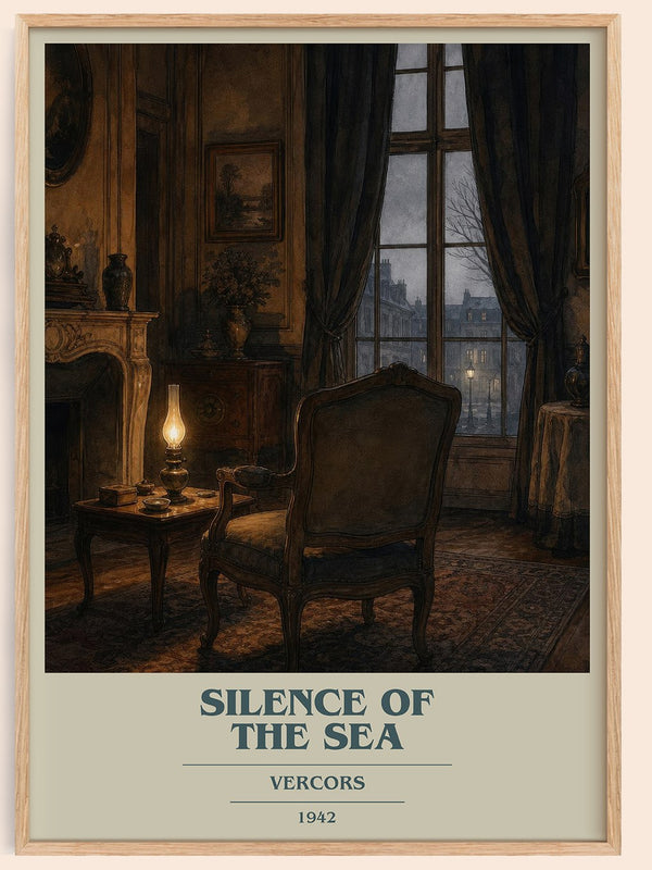 Silence of the Sea book cover book poster by Vercors – framed literary art print