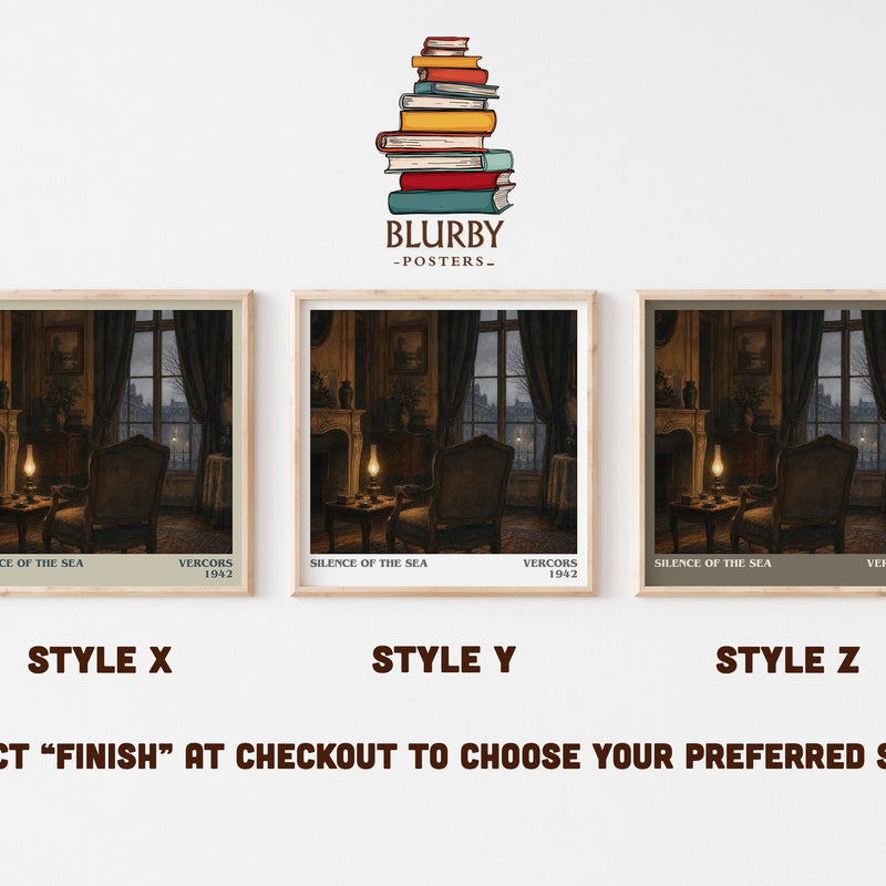 Silence of the Sea literary print in frame leaning in hallway – literary fiction wall art