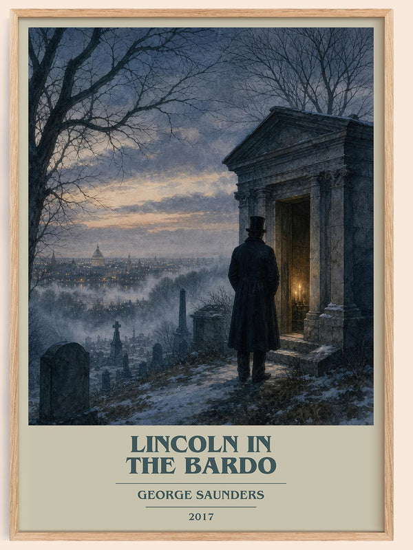 Lincoln in the Bardo book cover book poster by George Saunders – framed literary art print