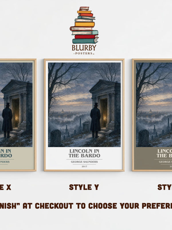 Lincoln in the Bardo book cover print in frame leaning in hallway – literary fiction wall art