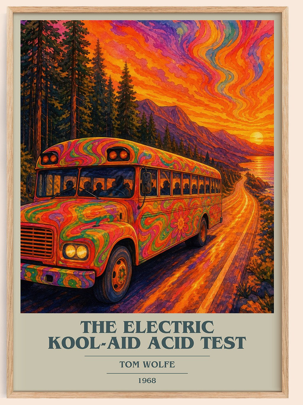 The Electric Kool-Aid Acid Test book cover book poster by Tom Wolfe – framed literary art print