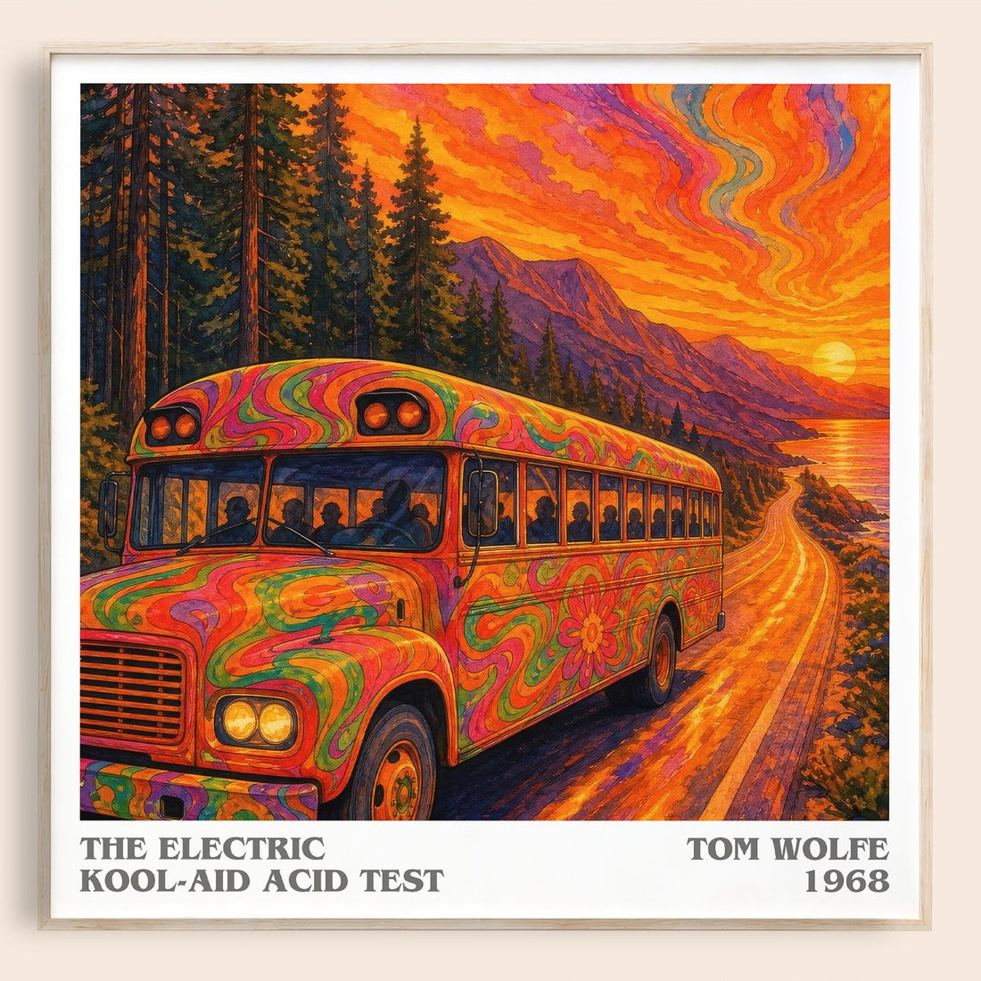 The Electric Kool-Aid Acid Test literary book poster by Tom Wolfe – framed literary art print