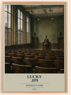 Lucky Jim book cover book poster by Kingsley Amis – framed literary art print