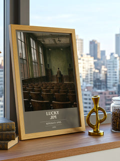 Lucky Jim book cover print framed by window – literary home decor