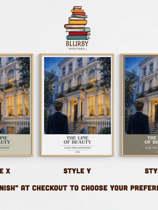 The Line of Beauty book cover print in frame leaning in hallway – literary fiction wall art