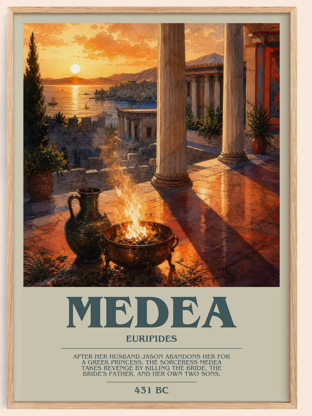 Medea bookish book poster by Euripides – framed literary art print