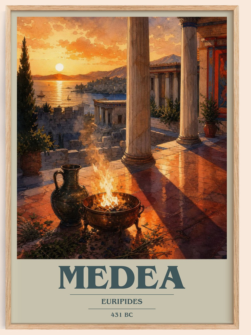 Medea book cover book poster by Euripides – framed literary art print