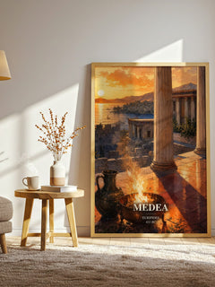 Medea watercolour print in frame leaning in hallway – classic literature wall art
