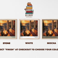 Medea literary print framed by window – Stone, White and Mocha square prints side by side – choose your colour