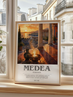 Medea bookish print in frame leaning in hallway – classic literature wall art